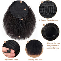 Mongolian 4B 4C Remy Human a Hair 10-24" Clips In Drawstring Ponytail Afro Kinky Curly Drawstring Ponytail Human Hair Extensions