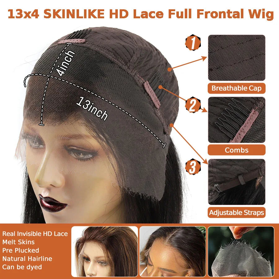BEEOS Skinlike 13x4 HD Lace Front Human Hair Wigs Pre Plucked Short Pixie Cut Wig Brazilian Hair Wigs For Women Melting Skins