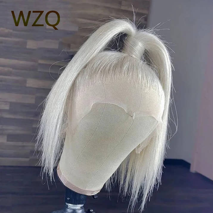 Pink Colored Lace Front Wig Mint Green Short Straight Bob Human Hair Wigs 613 Blonde Platinum HD Transparent Lace Frontal Wig