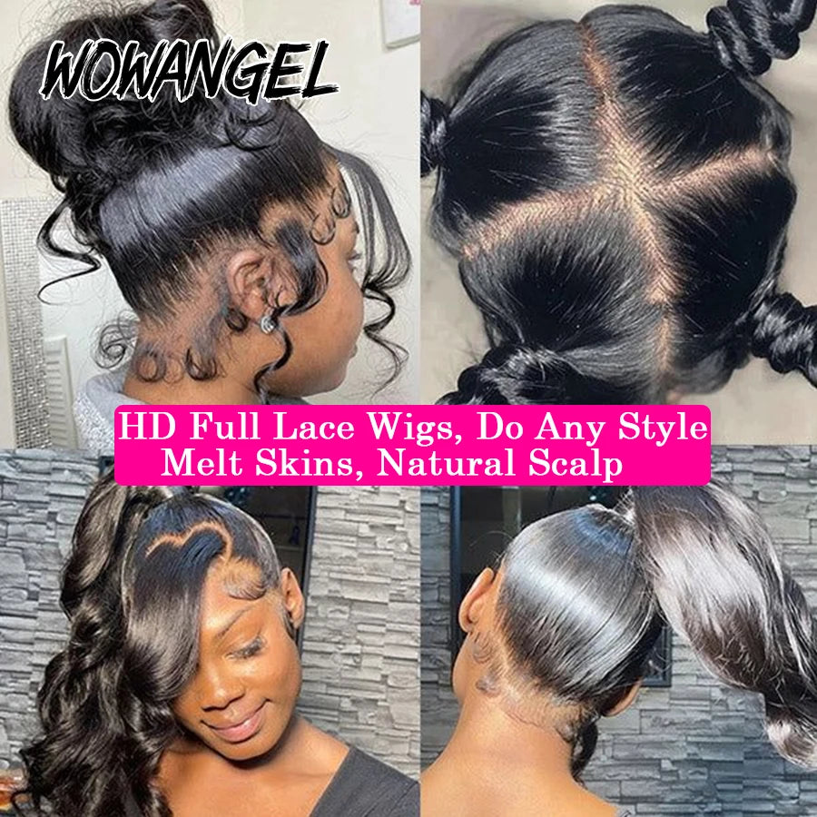 WowAngel HD Full Lace Wig All Skins Melted Human Hair Wig 26in Straight HD Lace Wigs Natural Scalp Remy Brazilian Hair For Woman