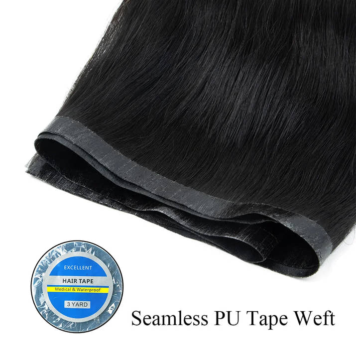 Seamless PU Tape Weft Human Hair Extensions Long PU Skin Weft Tape in Hair Extensions No Glue Human Hair For Fine Hair Long Weft
