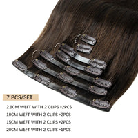 Invisible PU Clip In Hair Extension Human Hair Injected PU Tape Weft Clip in Extension 7Pcs/set 12-24inch 100G 120G Clip On Hair
