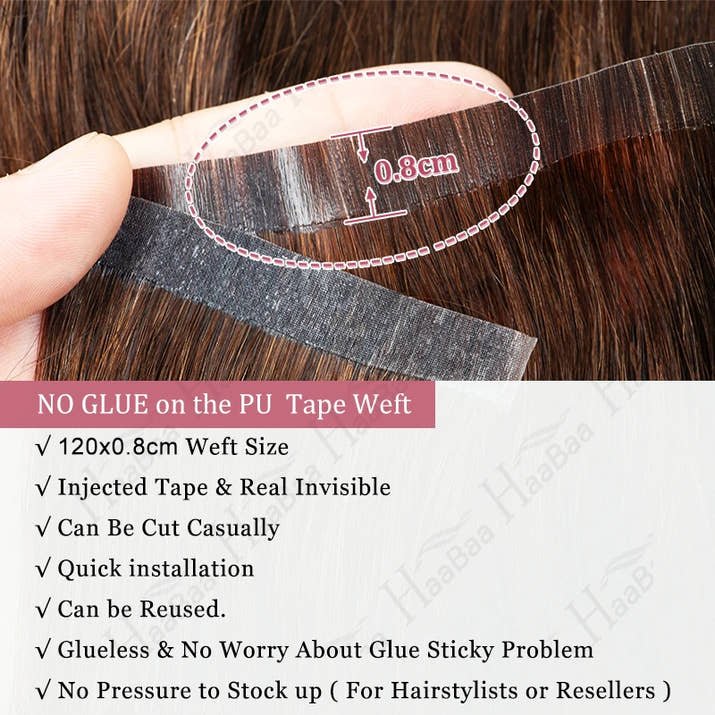 Seamless PU Tape Weft Human Hair Extensions Long PU Skin Weft Tape in Hair Extensions No Glue Human Hair For Fine Hair Long Weft
