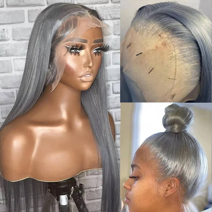 40 Inch 13x6 HD Silver Grey Colored Straight Lace Front Wigs Human Hair Brazilian 13x4 Lace Frontal Wigs For Women 250% Density