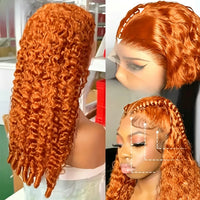 Ginger Orange Burmese Curly Human Hair Wig Pre Plucked 13x6 Hd Lace Front Human Hair Wig #350 Colored Wig Human Hair 200 Density
