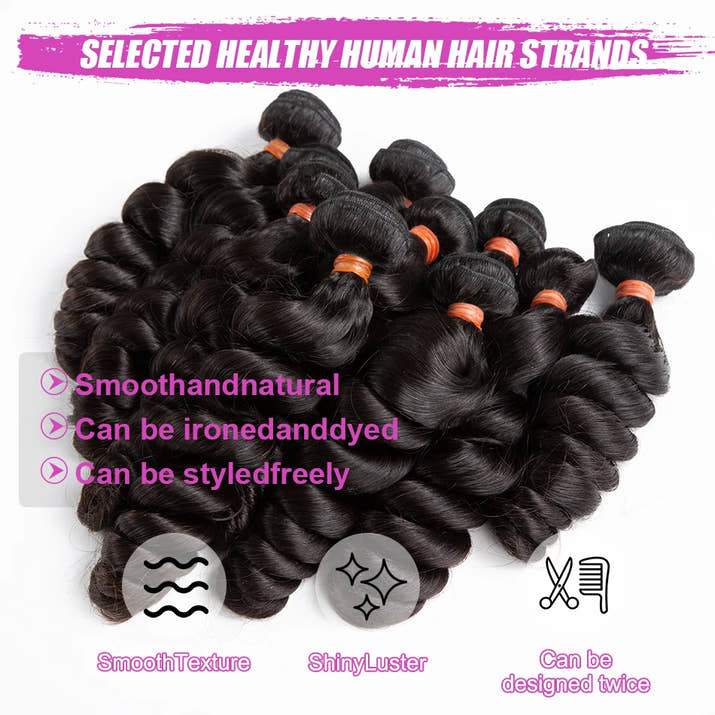 30 38 40 Inch Loose Deep Wave Double Weft Human Hair Curly Bundles Extensions Tissage Unprocessed Brazilian Hair 1 2 3 4 Weave