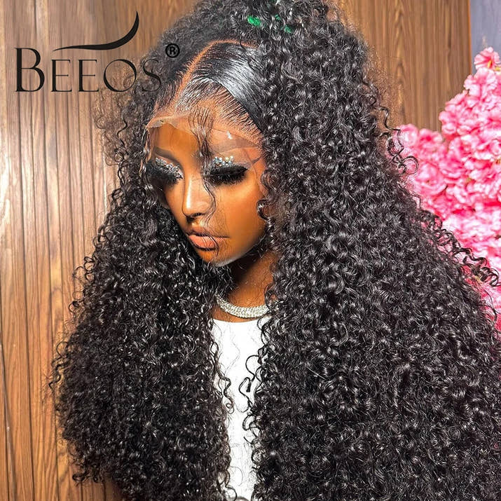 BEEOS Jerry Curly Glueless 250% Skinlike 13x6 HD Lace Front Human Hair Wigs Preplucked 5x5 HD Transparent Lace Wigs For Women