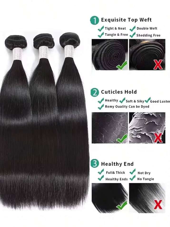 100% Human Hair 36 40 Inch Bone Straight Raw Hair Human Hair Bundles Extensions 3 4 Bundle Black Brazilian Remy  Weave  Bundles