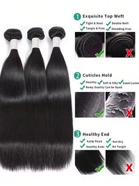 100% Human Hair 36 40 Inch Bone Straight Raw Hair Human Hair Bundles Extensions 3 4 Bundle Black Brazilian Remy  Weave  Bundles