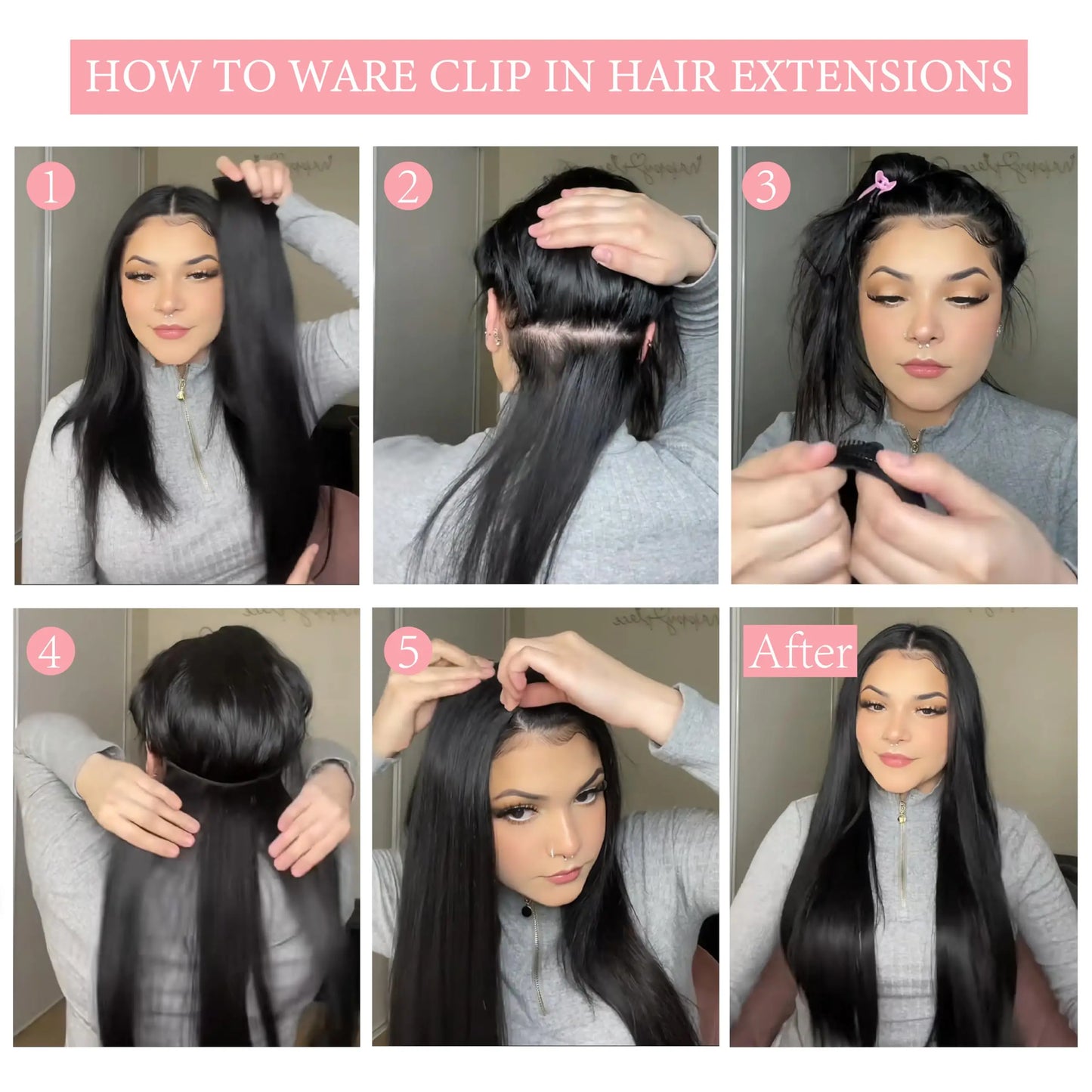 Straight Clip in Hair Extensions Human Hair 8pcs #1B Double Weft Clip in Human Hair Extensions Natural Black Color For Women