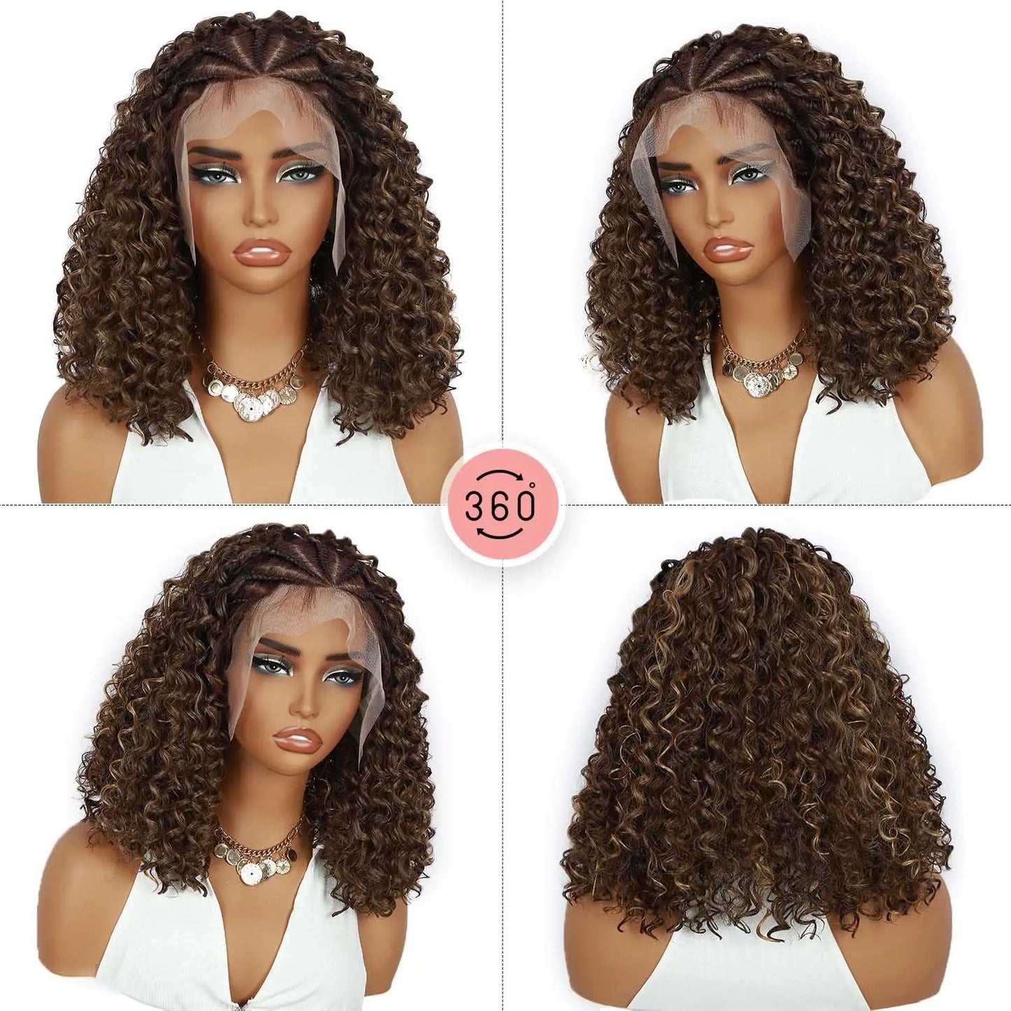 Custom Braided Curly Lace Front Wig