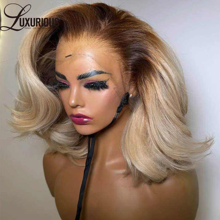 #4/613 Blonde Short Bob Human Hair Wigs For Women 13x6 Lace Wig Human Hair 13x4 Transparent Lace Wig Ombre Honey Blonde Wig 200%