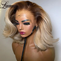 #4/613 Blonde Short Bob Human Hair Wigs For Women 13x6 Lace Wig Human Hair 13x4 Transparent Lace Wig Ombre Honey Blonde Wig 200%
