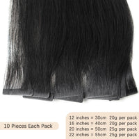 Invisible Tape In Extensions Human Hair Seamless Pu Skin Weft Injected Hair Extensions Hand Tied Adhesives Tape-Ins 10pcs/pack