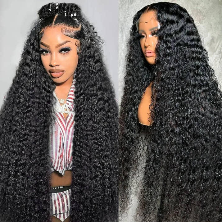 40 Inch Curly Lace Front Wig Water Wave 13X6 Hd Lace Frontal Wig Deep Wave Human Hair Wig 250 Density Preplucked Brazilian Hair