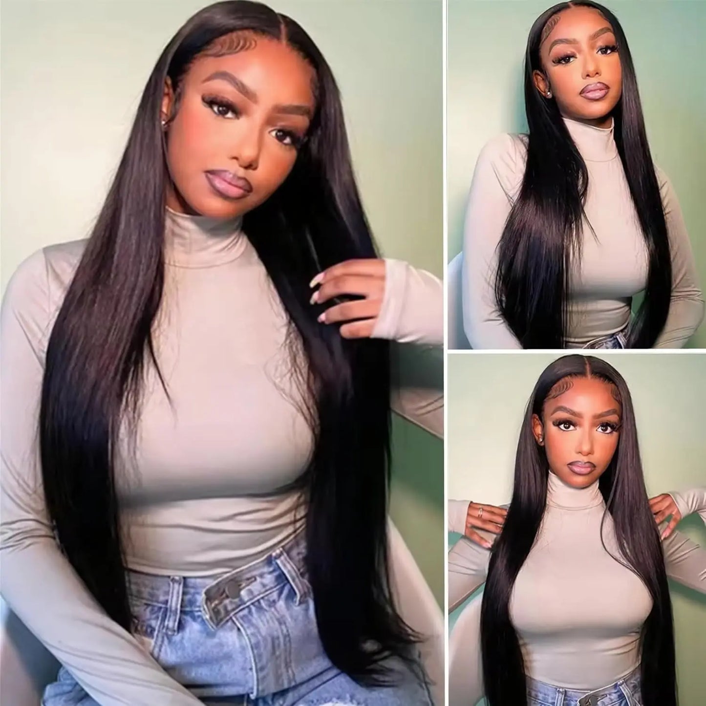 40 42 Inch 13x4 13x6 HD Transparent Bone Straight Lace Front Wigs 250% Brazilian Human Hair Wigs 5x5 Glueless Lace Closure Wigs