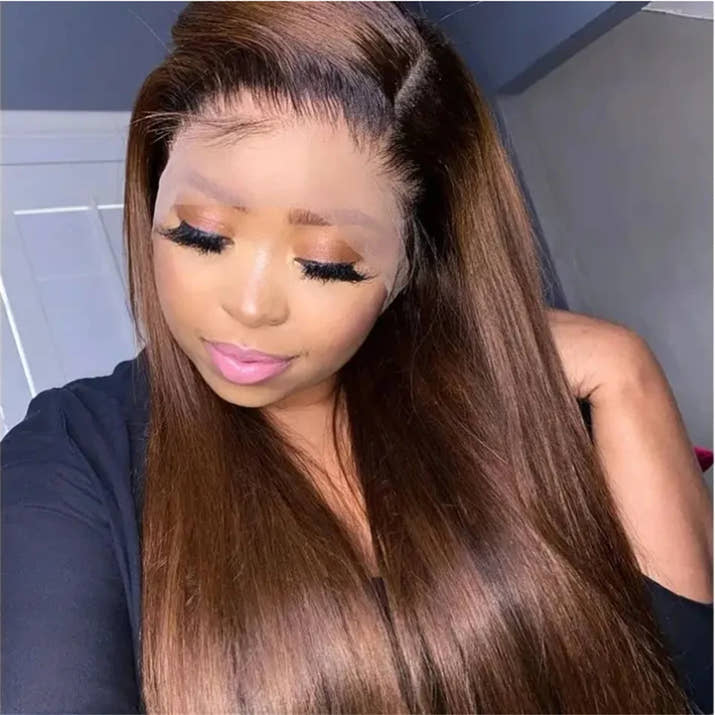 13x4 Chocolate Brown Straight Lace Front Human Hair Wigs 360 Lace Wig 100% Human Hair Pre Plucked Lace Frontal Wig For Women