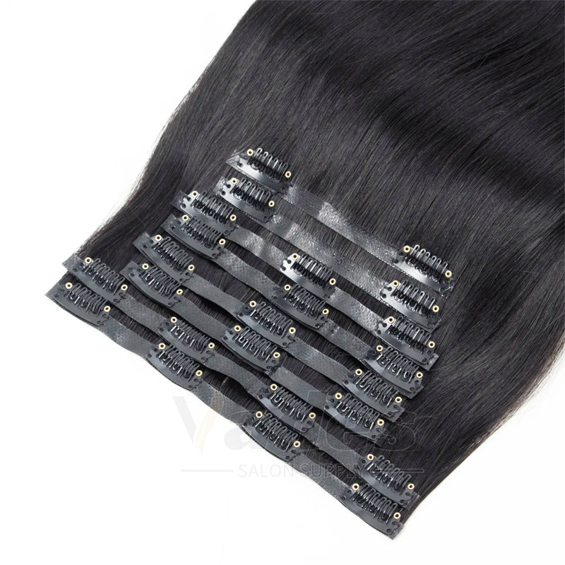 Invisible PU Weft Clip In Extension Human Hair Injected Clip in Hair Weft Machine Remy 12"-24" 7Pcs Silk Straight Clip On Hairs