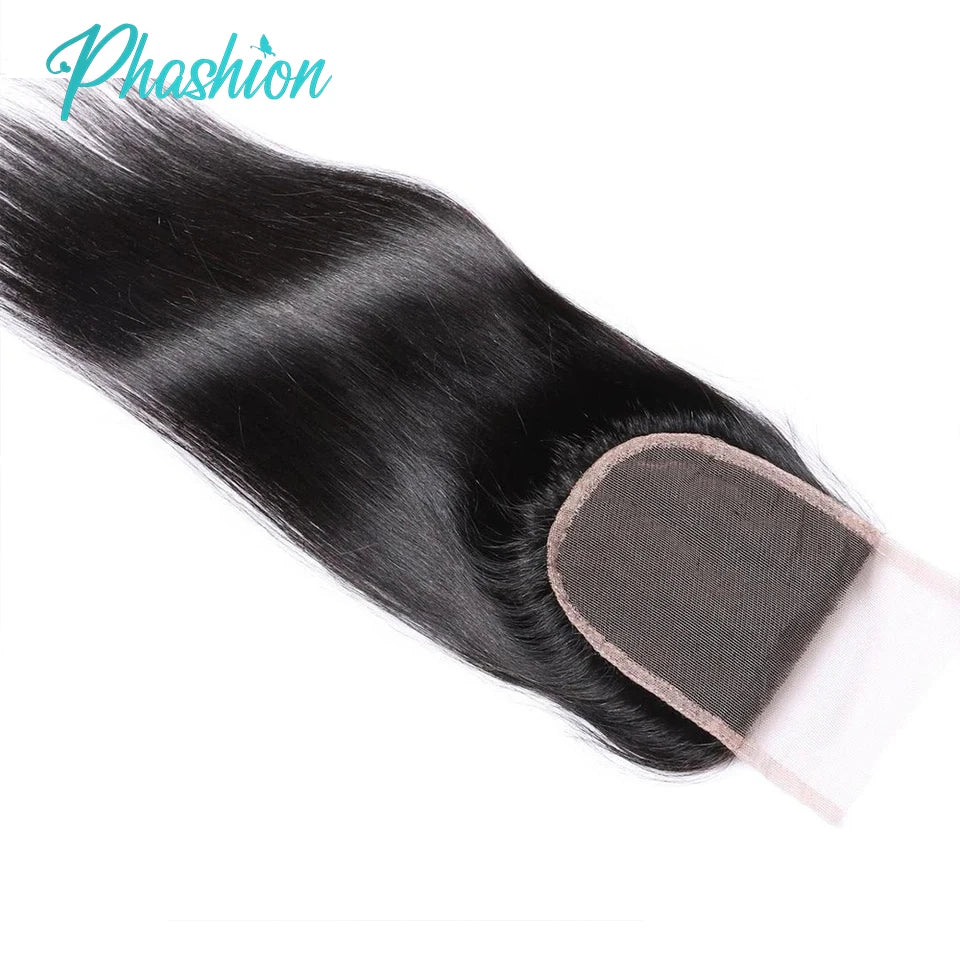 Phashion Ear to Ear 13X4 Lace Frontal Straight 4x4 5X5 Closure Only Body Wave Pre Plucked Swiss Transparent 100% Remy Human Hair