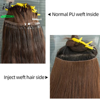 Invisible Hole Weft Human Hair Extensions 16"-20" Twin Tab Weft Hair Natural Straight Pull Through Micro Weft Hair Spot Goods