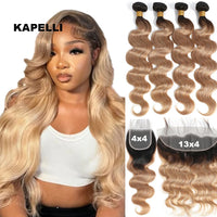 Honey Blonde Bundles Human Hair Body Wave Human Hair Bundles Remy Brazilian Human Hair Weave Extentions 1/3/4 pcs Bundle Deals