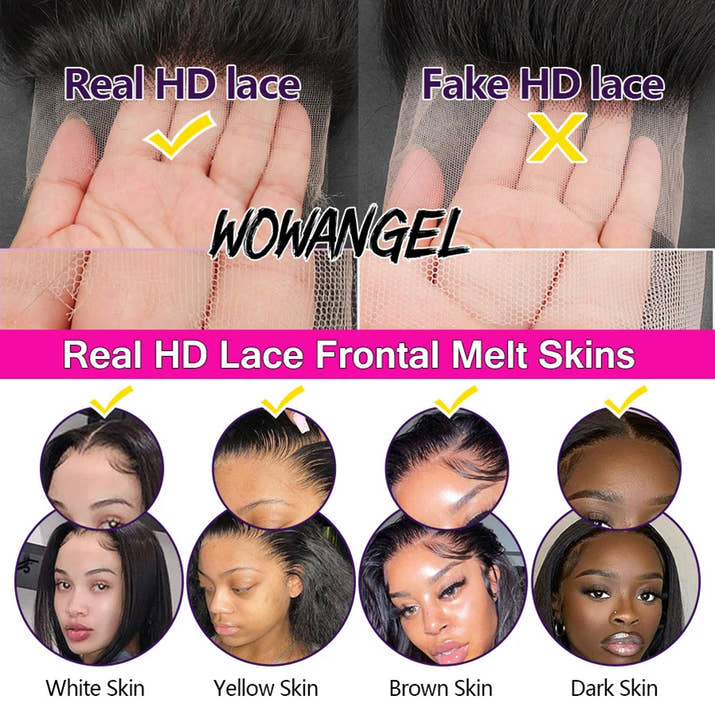 WowAngel HD Full Lace Wig All Skins Melted Human Hair Wig 26in Straight HD Lace Wigs Natural Scalp Remy Brazilian Hair For Woman