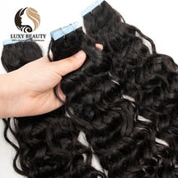 Water Wave Tape In Hair Extensions Brazilian Remy Human Hair for Black Women Natural Black Tape Ins Hair Extensions 20pc/Pack