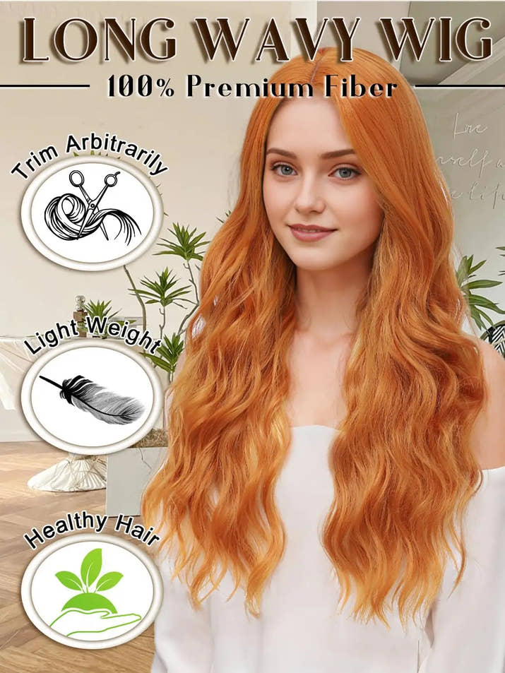 Synthetic Long Lace Wavy Wig for Women 26 Inch Middle Part Curly Natural Looking Heat Resistant Fiber for Daily Party Christmas