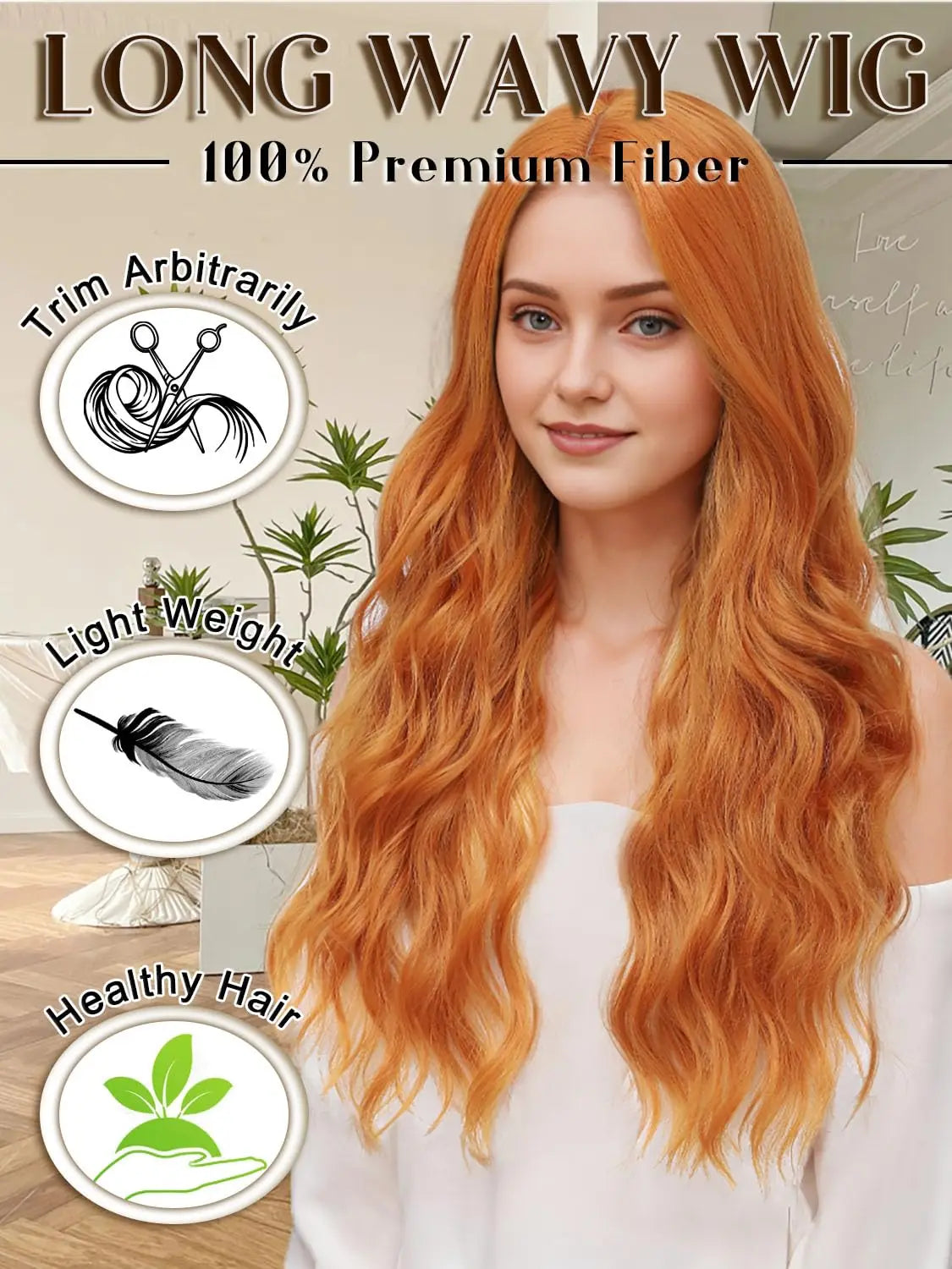 Synthetic Long Lace Wavy Wig for Women 26 Inch Middle Part Curly Natural Looking Heat Resistant Fiber for Daily Party Christmas