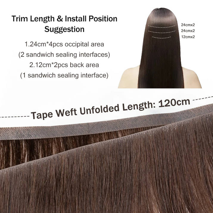 Invisible Long Tape PU Weft Human Hair Bundles Real Natural Hair Seamless & No-Glue Injected Tape In Hair Extensions Thick Ends