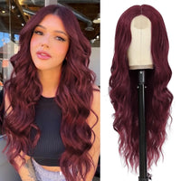 Synthetic Long Lace Wavy Wig for Women 26 Inch Middle Part Curly Natural Looking Heat Resistant Fiber for Daily Party Christmas