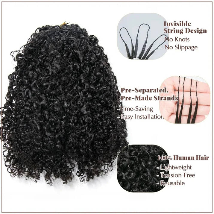 240g Afro Kinky Burmese Curly Crochet Human Hair Knotless Pre-Separated Crochet Feather Hair Extensions Curly Human Hair