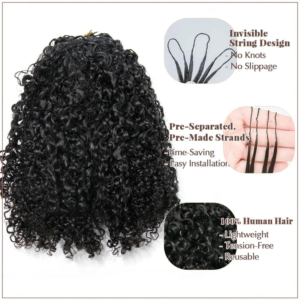 Kinky Curly Miracle Knots Human Crochet Hair 240g/Pack Invisible Pre-Separated Feather Crochet Human Hair Extensions For Women