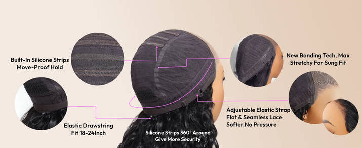 UNice Sleek Layered Bob Wig with Face-Framing Bangs No-Slip Cap 7x5 Lace Shoulder-Length Glueless Human Hair Wig Ready To Wear