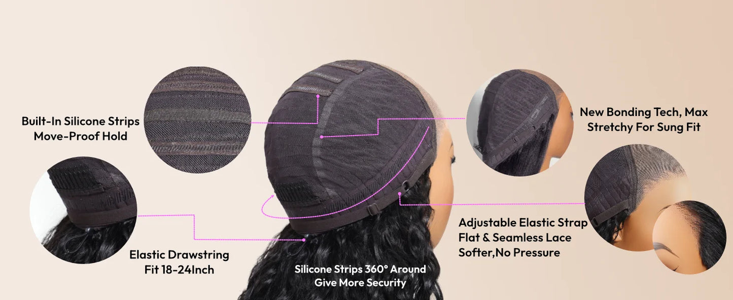 UNice Sleek Layered Bob Wig with Face-Framing Bangs No-Slip Cap 7x5 Lace Shoulder-Length Glueless Human Hair Wig Ready To Wear