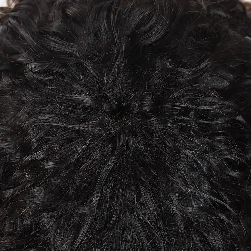 Natural Color Short Afro Kinky Curly Human Hair Wig With Bangs 200 Density NON-Lace 100% Virgin Human Hair Wigs For Black Women