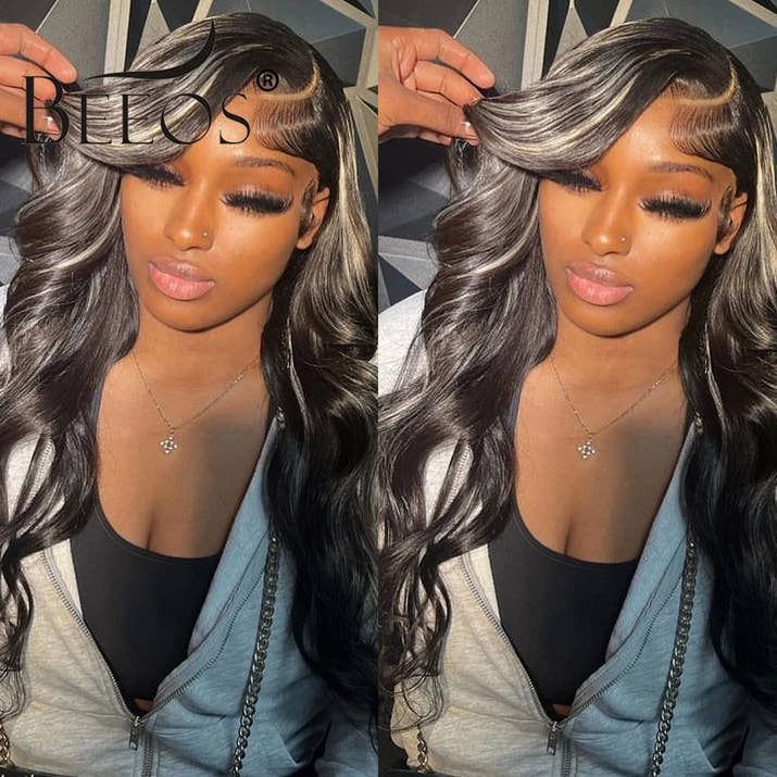 BEEOS 1B/613 Oreo Highlight 13x6 HD Lace Frontal Wig 250% Pre plucked 613 Blonde Body Wave 5x5 HD Lace Closure Wig For Women