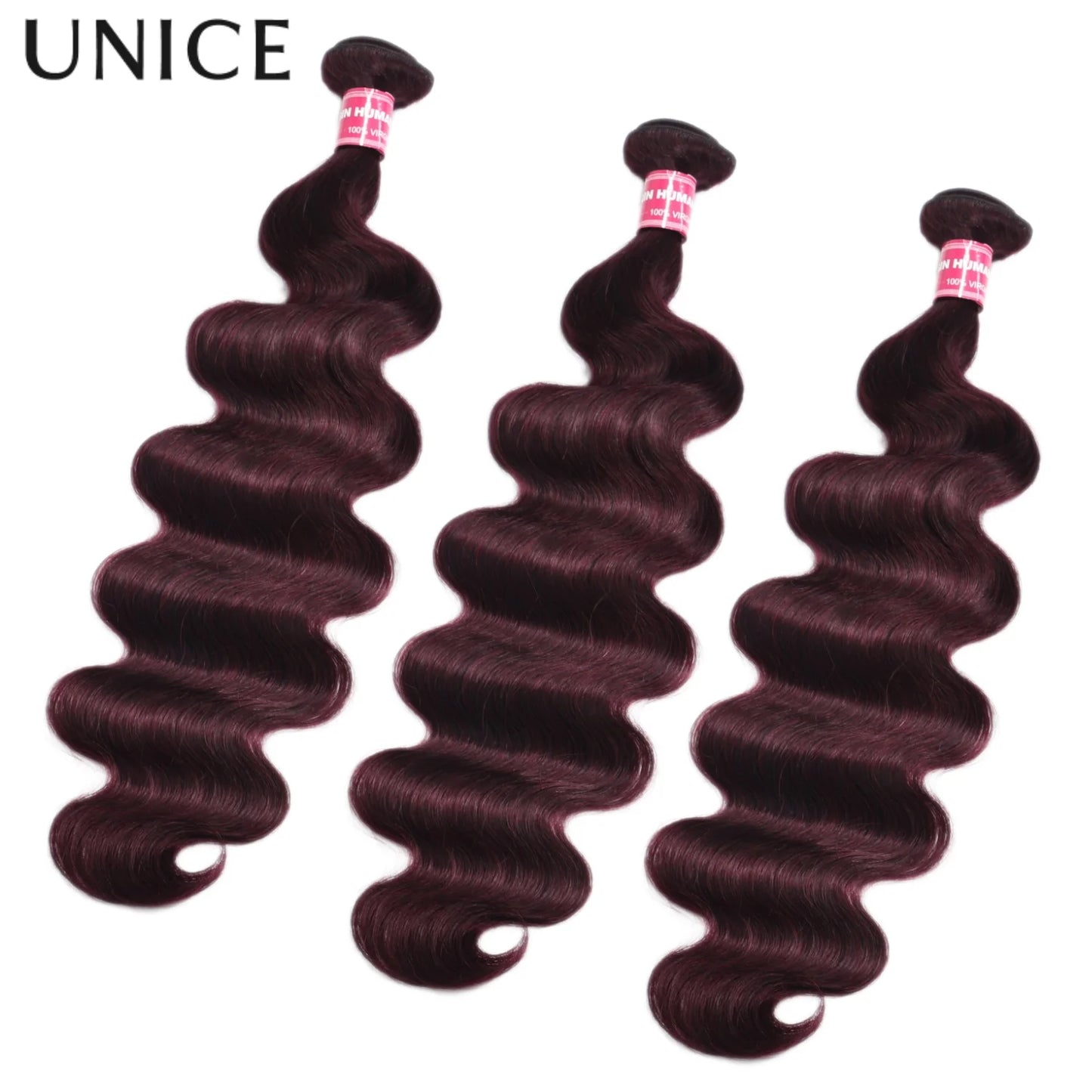 UNice Purple Black Cherry Body Wave Bundles 1 3 4 Pcs/Lot 100% Virgin Human Hair Bundles