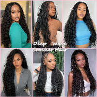 12A Deep Wave Full Head Human Crochet Hair for Black Women Extensions PreSeparated Reusable Loose Wave Feather Crochet Bulk Hair