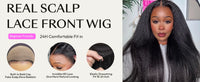 UNice 13x4 HD Real Scalp™ Wig Invisible Lace Frontal Kinky Straight Wig With Drawstring 100% Human Hair Glueless Wigs