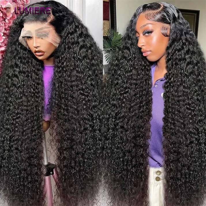 100% Virgin Afro Deep kinky Curl human hair HD Transparent Lace Front Closure with bundles