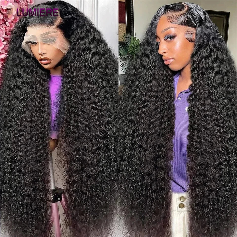 100% Virgin Afro Deep kinky Curl human hair HD Transparent Lace Front Closure with bundles