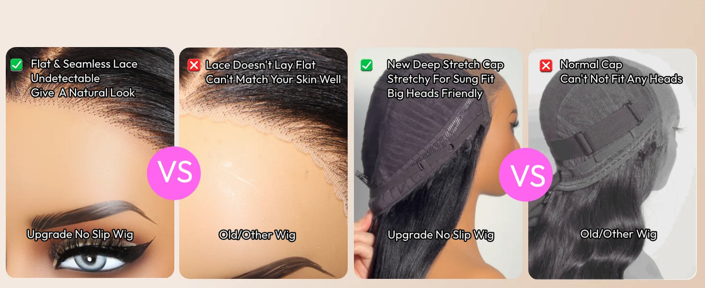 UNice Sleek Layered Bob Wig with Face-Framing Bangs No-Slip Cap 7x5 Lace Shoulder-Length Glueless Human Hair Wig Ready To Wear