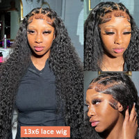 40 Inch Curly Lace Front Wig Water Wave 13X6 Hd Lace Frontal Wig Deep Wave Human Hair Wig 250 Density Preplucked Brazilian Hair
