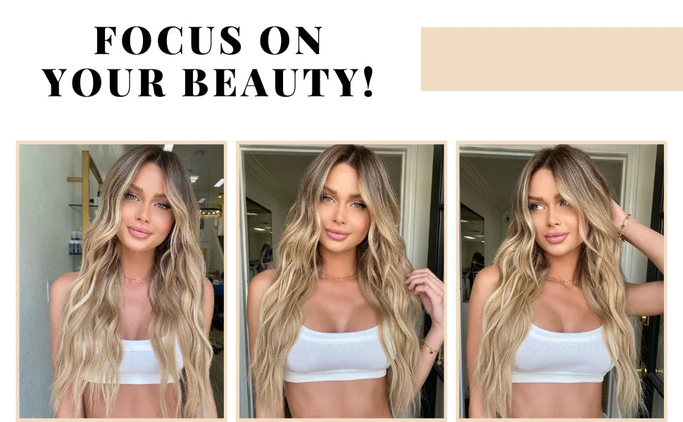 Synthetic Long Lace Wavy Wig for Women 26 Inch Middle Part Curly Natural Looking Heat Resistant Fiber for Daily Party Christmas