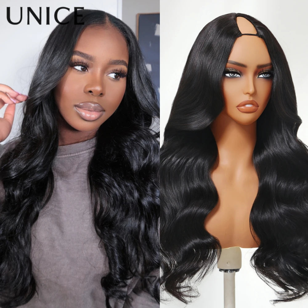 The Flip & Go™ Body Wave V-Part Drawstring Wig – 180% Density
