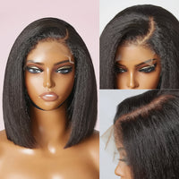 Miss Natural 4c edges Kinky Straight Bob Wig