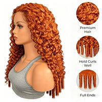 Ginger Orange Burmese Curly Human Hair Wig Pre Plucked 13x6 Hd Lace Front Human Hair Wig #350 Colored Wig Human Hair 200 Density