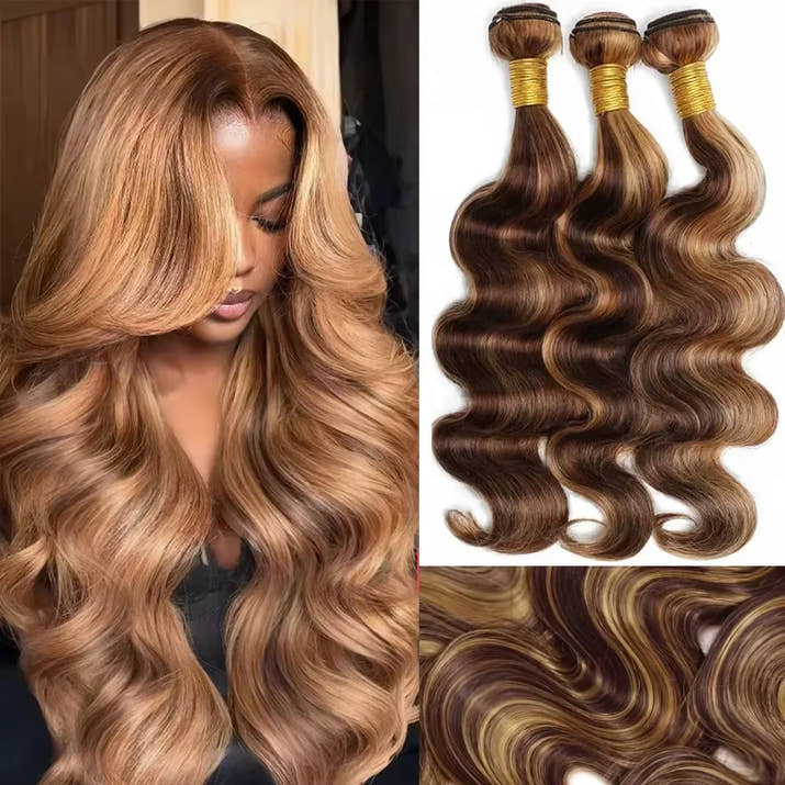 Highlight Ombre Bundles Human Hair 100% Unprocessed Brazilian Colored Body Wave Raw Hair Bundles Weave Extensions Deals