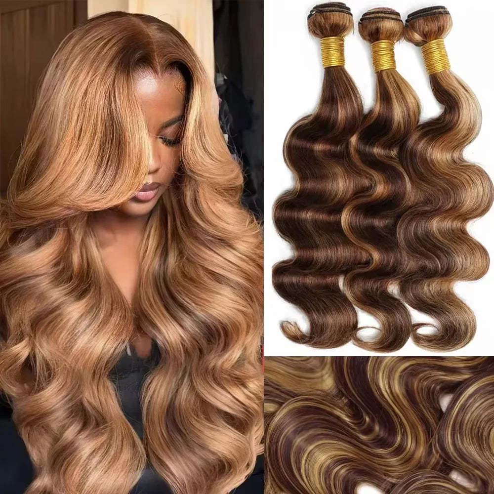 Highlight Ombre Bundles Human Hair 100% Unprocessed Brazilian Colored Body Wave Raw Hair Bundles Weave Extensions Deals